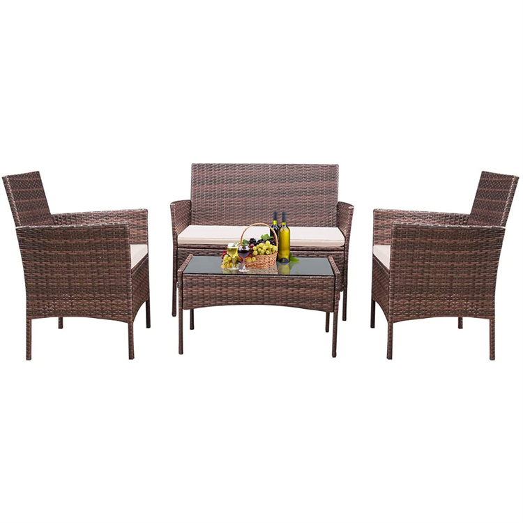 4PCS रतन आंगन फर्नीचर सेट